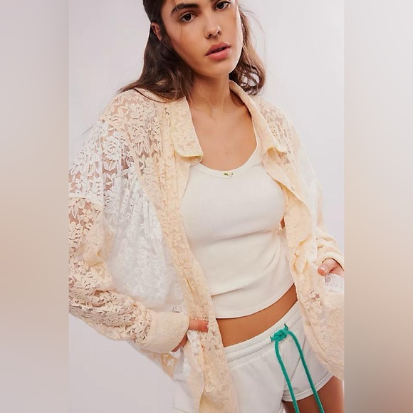 Intimately FREE PEOPLE All Day Lace House Shirt Oversize - Picture 2 of 12